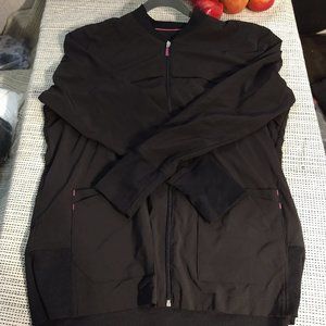 SMITTEN BLACK FULL ZIP SCRUB JACKET